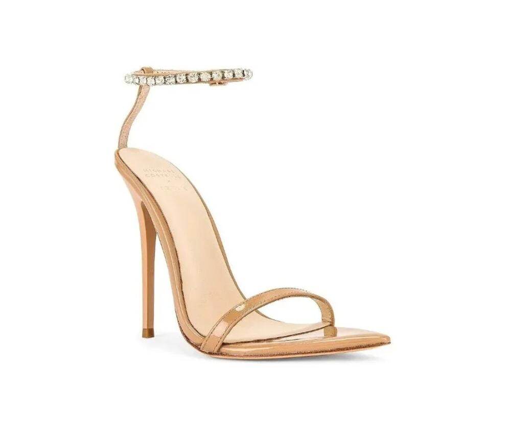Michael Costello x Revolve Selene Sandal Cafe Creme Women 9 Heels Wedding Party